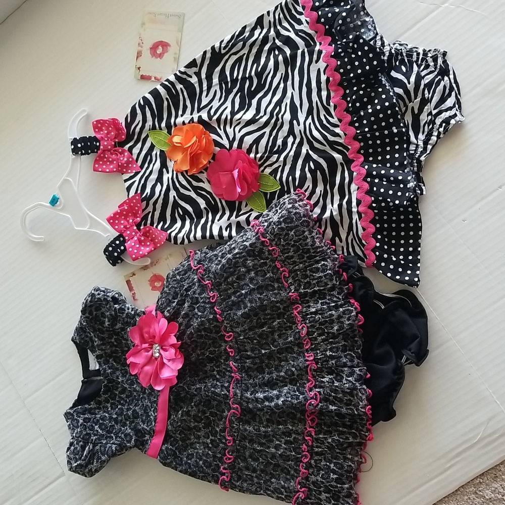 SWEETHEART ROSE OUTFITS DRESSES BLK WH NWT 24M 24 mo summer bundle of 2
